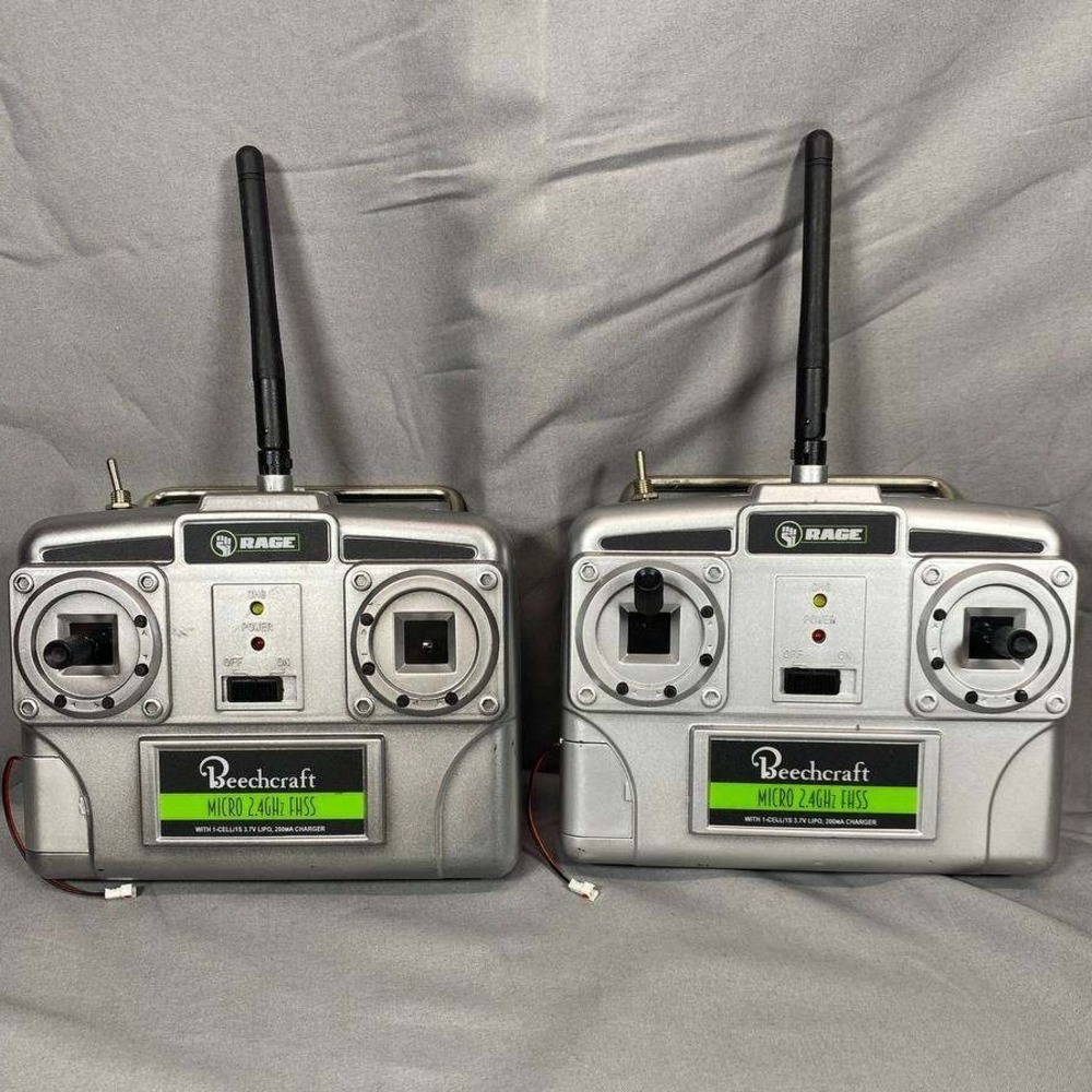 Rage RC Transmitter Beechcraft Micro 2.4GHz FHSS Lot of 2 Silver Remote Controls